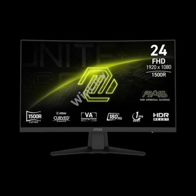 MSI Monitor GAMING MAG 244C Ívelt VA LED 23,6" FHD 1920x1080, 16:9, 3000:1 CR, 250cd/m2, 4ms, 180Hz, DP, HDMI