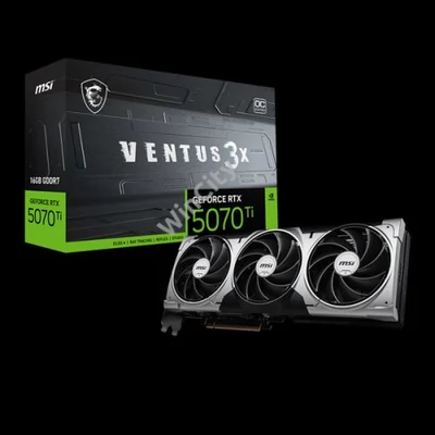 MSI Videokártya PCI-Ex16x nVIDIA RTX 5070 Ti VENTUS 3X 16GB DDR7 OC