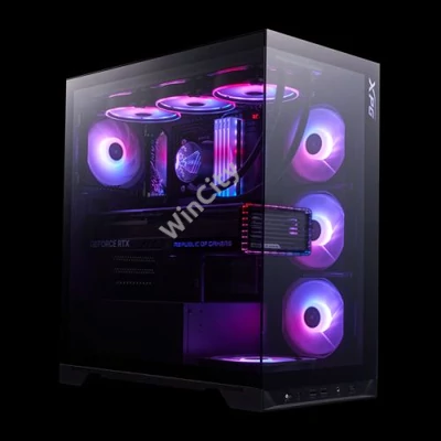 ADATA XPG Ház Midi ATX Invader X BTF, 5x120mm RGB ventilátor, Tápegység nélkül, üvegfalú, fekete