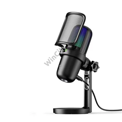 NEDIS GSMIC210BK RGB streaming asztali mikrofon, Használható: Asztali / Notebook, USB Type-A, Be/Ki kapcsoló, szűrő