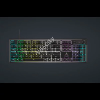 CORSAIR Vezetékes Billentyűzet Gaming, K55 CORE RGB, Médiavezérlő gombok, Cseppálló, US, fekete