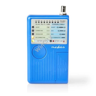 Nedis NWCTM100BU LAN kábel teszter RJ45, RJ11, BNC és USB AB
