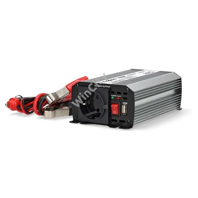 Nedis PIM30012FGY 12V DC - 230V AC inverter, 300W, csatlakozás: szivargyújtós, akku csipesz