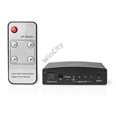 Nedis ASWI2514BK digitális audio kapcsoló 4x Toslink