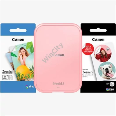 CANON Mobil fotónyomtató, ZINK, ZOEMINI 2 WiFi, 317x500 dpi, rózsaarany, + fotópapír csomag