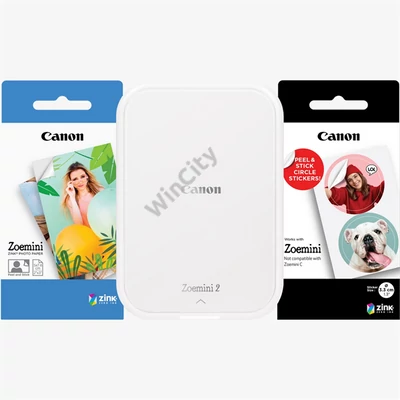 CANON Mobil fotónyomtató, ZINK, ZOEMINI 2 WiFi, 317x500 dpi, gyöngyházfehér, + fotópapír csomag
