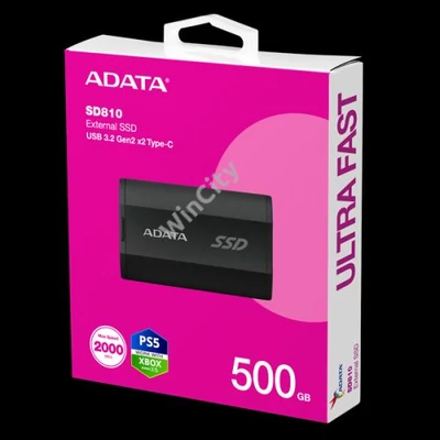 ADATA SSD Külső USB 3.2 500GB SD810, Fekete
