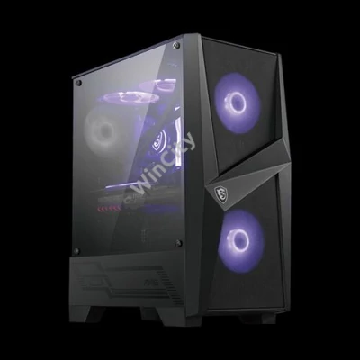 MSI Ház Midi ATX FORGE 100M, 2xARGB ventilátor, Tápegység nélkül, üvegfalú, fekete