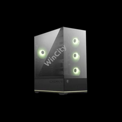 MSI Ház Micro ATX PANO 110R PZ, 4xARGB ventilátor, Tápegység nélkül, üvegfalú, fekete