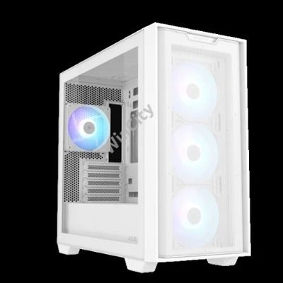 ASUS Ház A21 Plus, Tápegység nélkül, Fehér, Üvegfalú