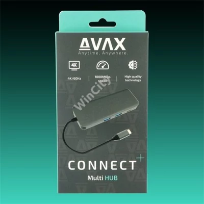 AVAX USB HUB USB-C 8in1 2xUSB3.0, USB-C, HDMI, RJ45, TF/SD, 100W