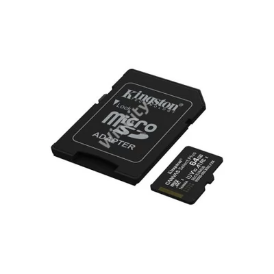 KINGSTON Memóriakártya MicroSDXC 64GB Canvas Select Plus Gen3 100R A1 + Adaprer