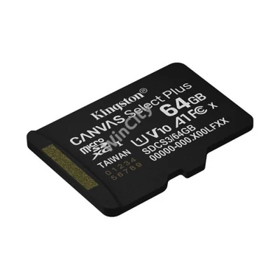 KINGSTON Memóriakártya MicroSDXC 64GB Canvas Select Plus Gen3 100R A1 Adaprer nélkül