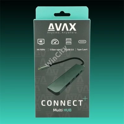 AVAX USB HUB USB-C 5in1 2xUSB3.0, USB-C, HDMI, 100W