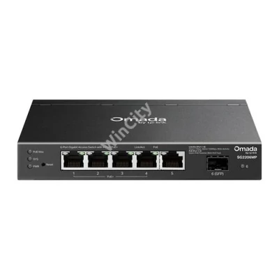 TP-LINK Switch 5x1000Mbps(4xPOE+) + 1xGigabit SFP, Menedzselhető, SG2206MP