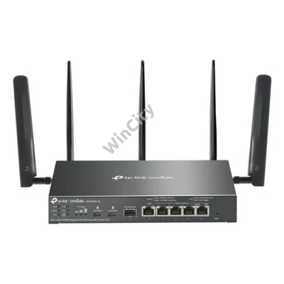 TP-LINK Vezetékes Omada AX3000 VPN Router 1xWAN(1000Mbps) + 4x1000Mbps(POE+) + 1xSFP + 2xSIM, ER706WP-4G
