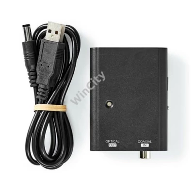 Nedis ACON2505BK digitális audió konverter, digitális koax bemenet, toslink optikai kimenet