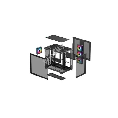 DEEPCOOL Ház ATX CG530 4F, Tápegység nélkül, Fekete, Üvegfalú