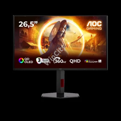 AOC OLED Gaming monitor 26,5" Q27G4SDR 2560x1440, 16:9, 1000cd/m2, 0,03ms, HDMI/DisplayPort/2xUSB,360 Hz, áll.mag.,pivot