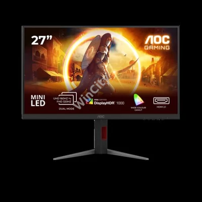 AOC IPS Gaming monitor 27" U27G4XM 3840x2160, 16:9, 1200cd/m2, 1ms, HDMI/DisplayPort/4xUSB, 160 Hz, áll.mag., pivot