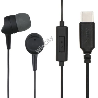 HAMA 184141, "BASIC4PHONE" IN-EAR FÜLHALLGATÓ,USB TYPE-C, FEKETE