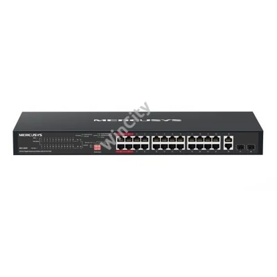 MERCUSYS Switch 28x1000Mbps(24xPOE+) + 2xSFP, Fémházas Asztali Rackes, MS128GP
