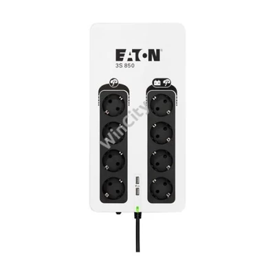 EATON UPS 3S Gen2 UPS DIN, 850VA, 510W, Input: Schuko, Outputs: 8x Schuko, szünetmentes tápegység, USB