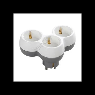 ORNO, OR-AE-13239(GS), 3x2P+E, 3-as elosztó, 230V, 16A, IP20, 123X84X58,5mm, Fehér/Szürke