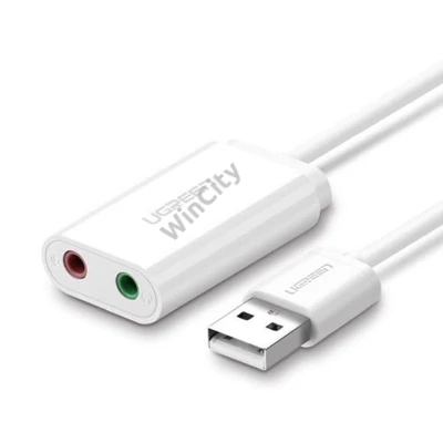 UGREEN Külső USB hangkártya, 15cm (fehér)