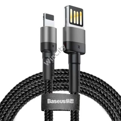 Baseus Cafule 2,4A 1 m-es Lightning USB-kábel (kétoldalas) (szürke-fekete)