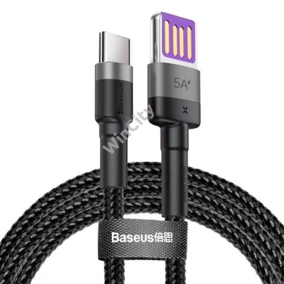 Baseus Cafule USB-USB-C kábel Huawei SuperCharge, QC 3.0, 5A 1m (fekete-szürke)