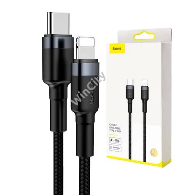 Baseus Cafule USB-C - Lightning PD kábel, 18 W, 1 m (fekete-szürke)