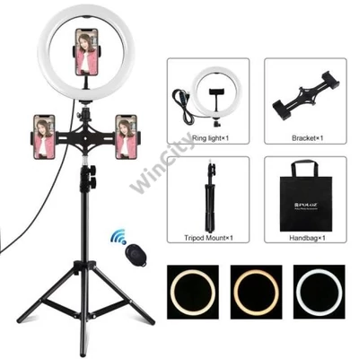 PULUZ LED gyűrűs lámpa / állvány 26cm 3x Smartphone PKT3070B