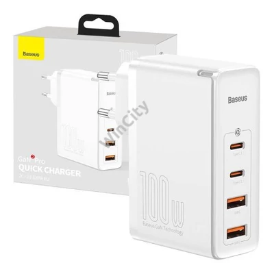 Baseus GaN2 Pro fali töltő, 2x USB + 2x USB-C, 100W, EU (fehér)