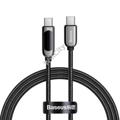 Baseus USB-C-USB-C kábel kijelzővel, 100 W, 1 m (fekete)