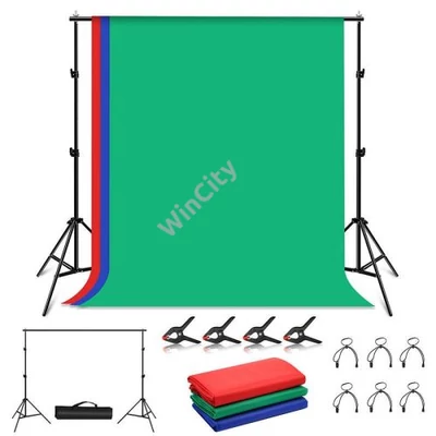 Fotóháttér szett/állvány Puluz 2x2m + fotóháttér 3 db PKT5204