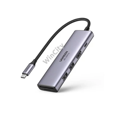 UGREEN Revodok CM511 5 az 1-ben Adapter, USB-C 2x USB, HDMI, USB-C, TF/SD (szürke)