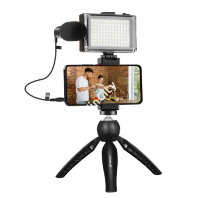 Live broadcast kit Puluz tripod mount + LED lamp + microphone + phone clamp