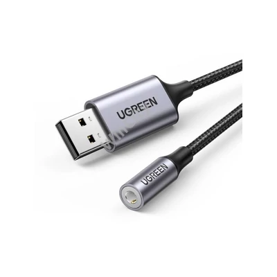 UGREEN CM477 Audió adapter, USB 3,5 mm-es mini jack 3,5 mm-es AUX csatlakozó (szürke)