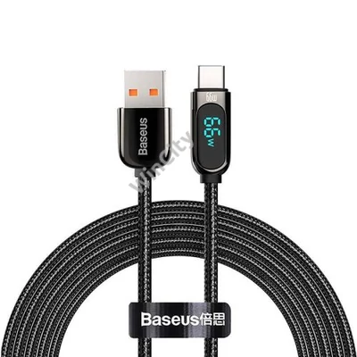 Baseus Display USB-USB-C kábel kijelzővel, 66W, 2m (fekete)