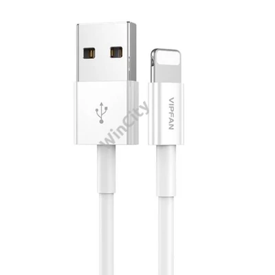 USB és Lightning kábel VFAN X03, 3A, 1m (fehér)