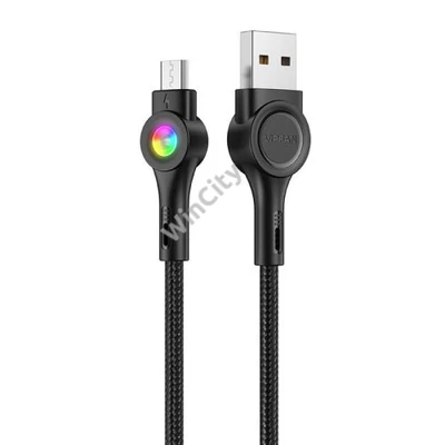 USB és Micro USB kábel VFAN Colorful X08, 3A, 1.2m (fekete)