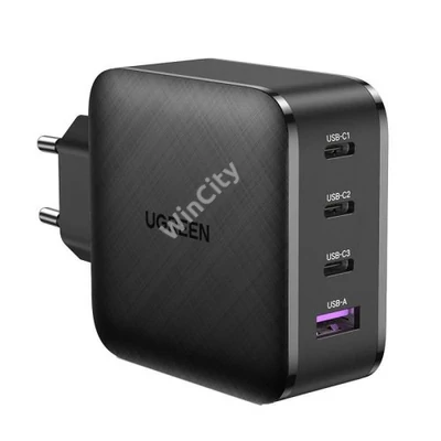 UGREEN CD224 hálózati töltő, 3x USB-C, 1x USB, Power Delivery 3.0, GaN, 65W (fekete)