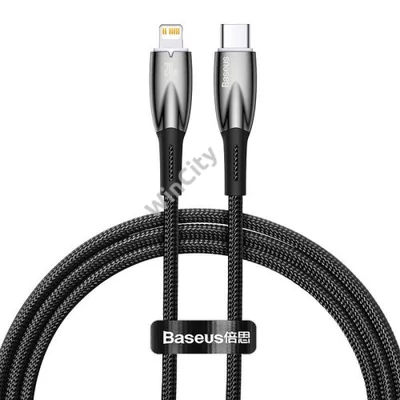 Baseus Glimmer USB-C - Lightning töltőkábel, 20W, 1m (fekete)