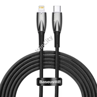 Baseus Glimmer USB-C - Lightning töltőkábel, 20W, 2m (fekete)