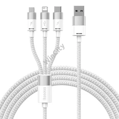 Baseus StarSpeed 3 az 1-ben kábel USB - USB-C + Micro-USB + Lightning, 3,5A, 1.2m (fehér)