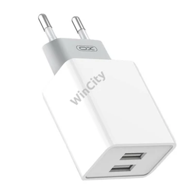 XO L65 wall charger, 2x USB + USB cable (white)