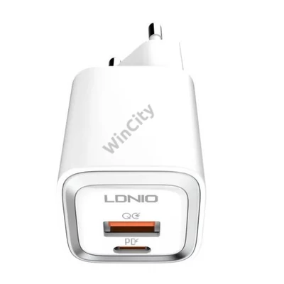 MFi wall charger LDNIO A2318M, USB-C+USB, USB-C to Lightning 20W