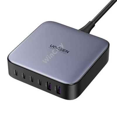 UGREEN 200 W-os hálózati töltő, 2xUSB-A, 4xUSB-C, GaN (fekete)