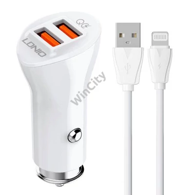 LDNIO C511Q 2USB Car charger + Lightning cable